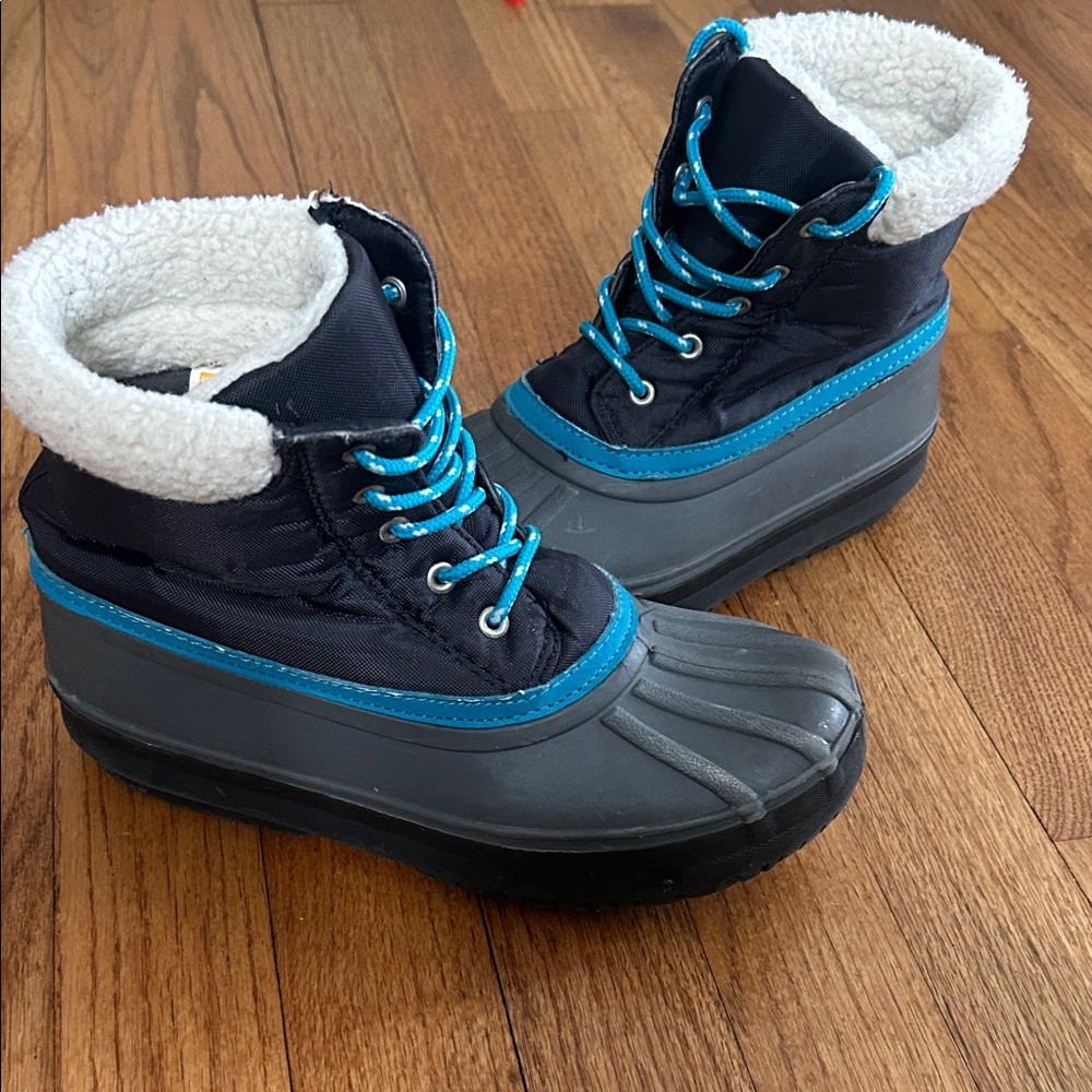 Gymboree Black & Gray New Faux Fur Lined Duck Ankle Snow Boots